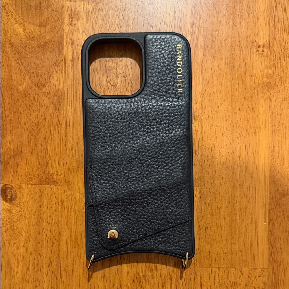 Bandolier Black Pebbled Leather iPhone 14 Pro Max Case